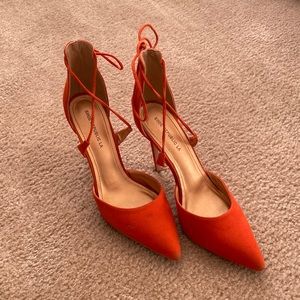 Orange Lace Up Pumps